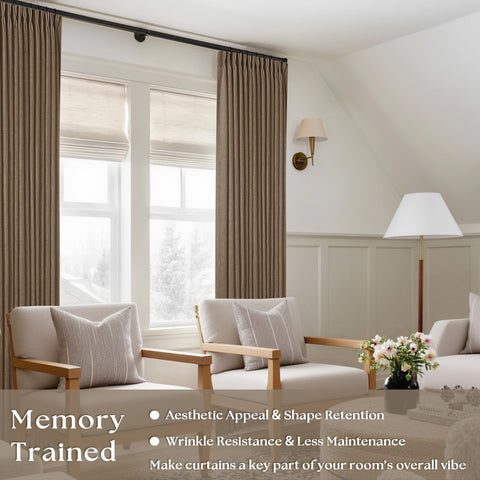 TWODRAPES Dutch Cocoa brown-toned linen drape adds warm ambience