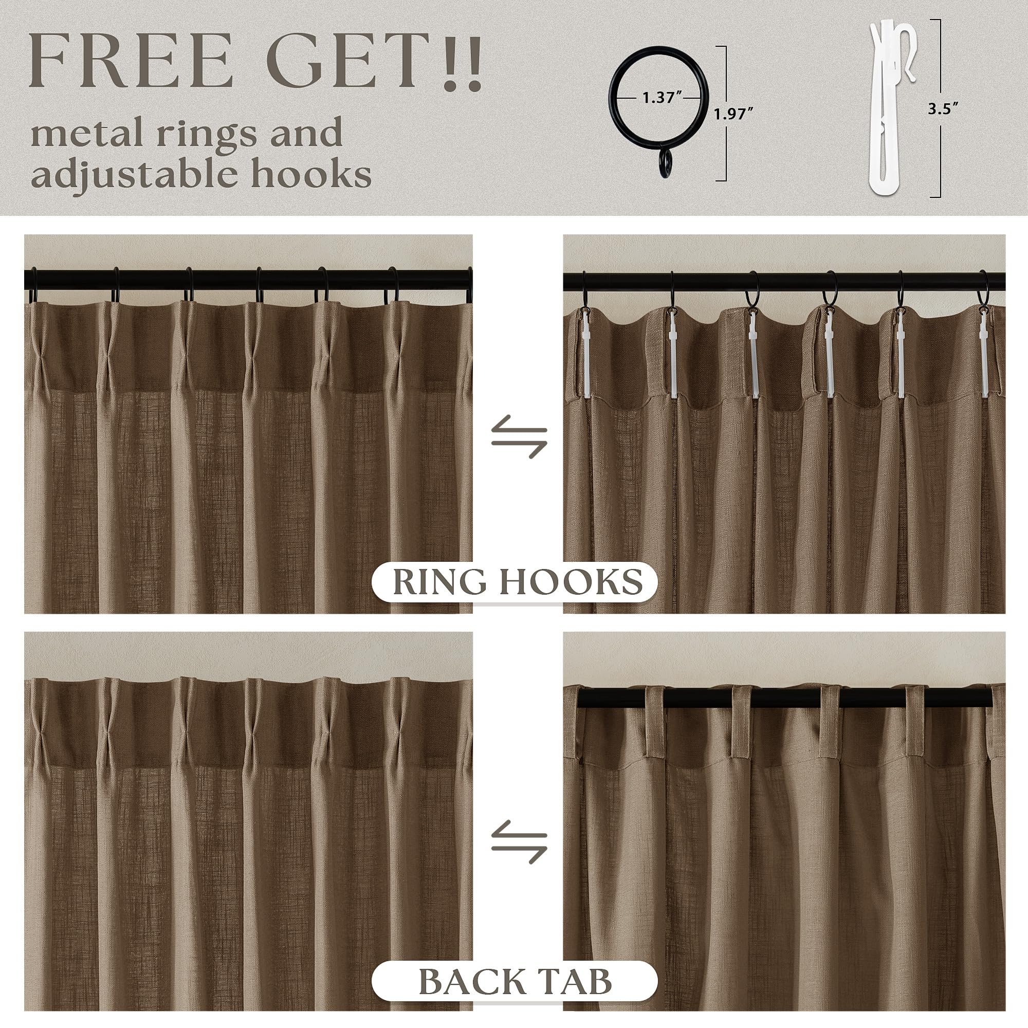 TWODRAPES Dutch Cocoa light-filtering linen softens daylight