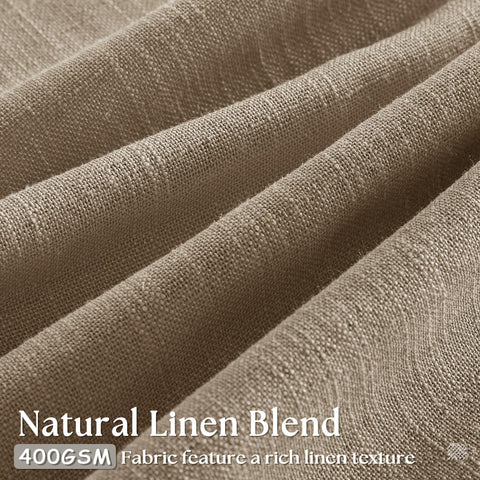TWODRAPES Farmhouse tan linen curtains bedroom diffused light