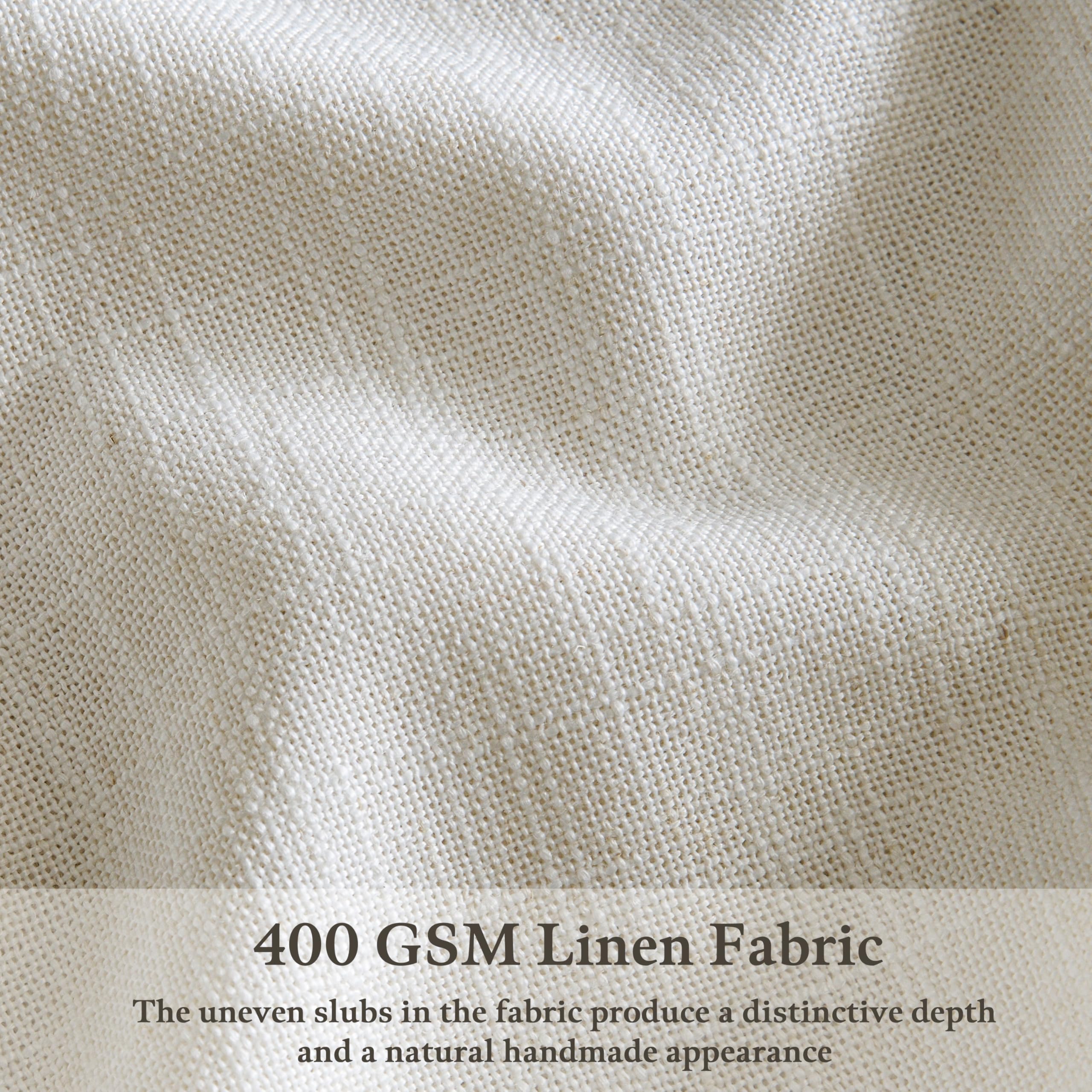 TWODRAPES 400gsm fabric close-up emphasizes durability and soft flax texture
