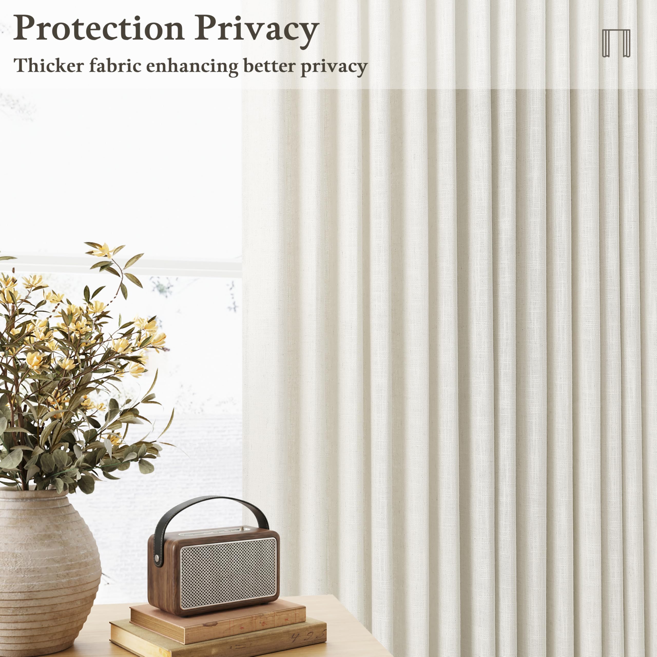 TWODRAPES linen curtains adjustable hooks enable easy track system mounting