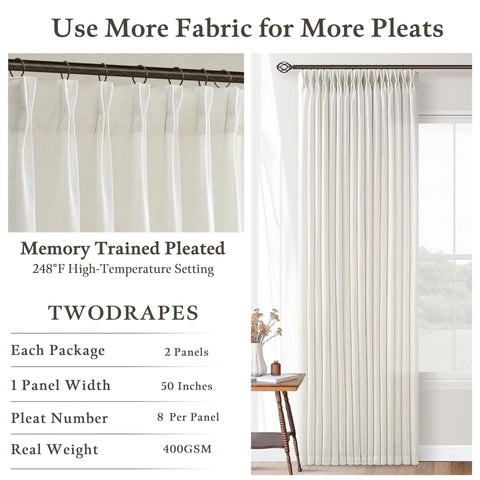 TWODRAPES linen curtains diffusing light for a soft, private ambiance