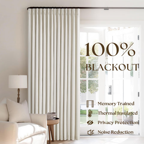 TWODRAPES memory-shape pleats stay neat for a tailored look.
