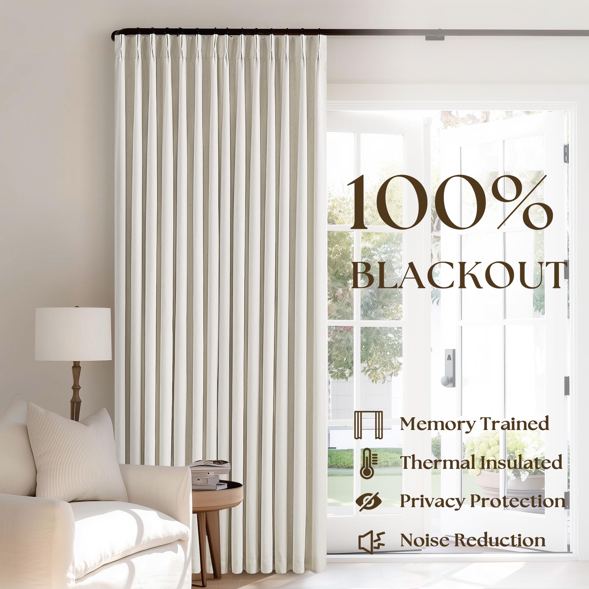 TWODRAPES memory-shaped pleats keep curtains neat.