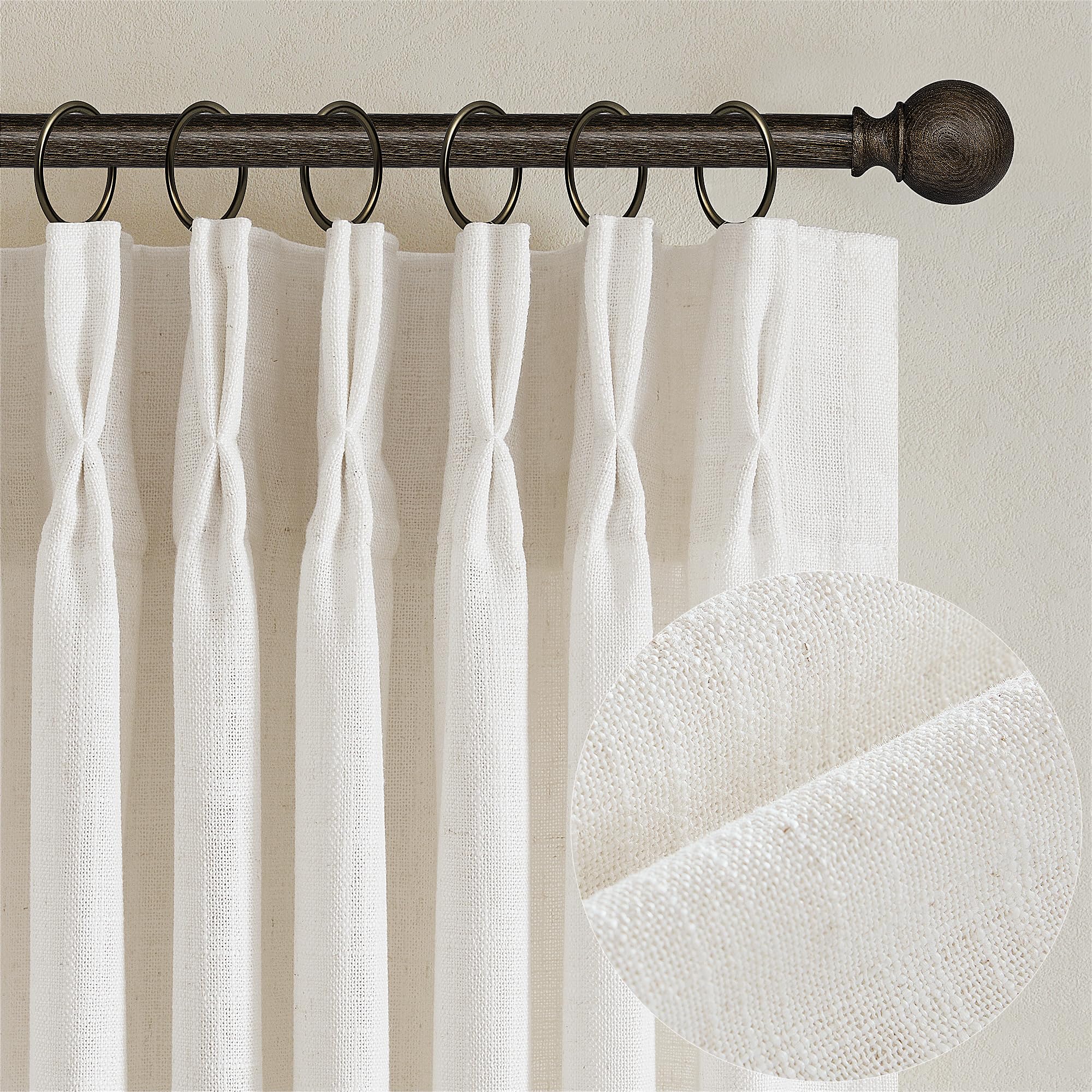 TWODRAPES natural pinch-pleated curtains 84in setup with structured folds
