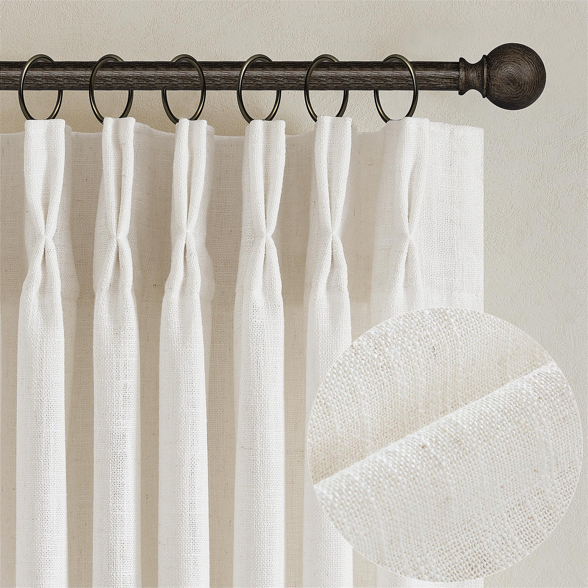 TWODRAPES natural pinch-pleated curtains 84in setup with structured folds