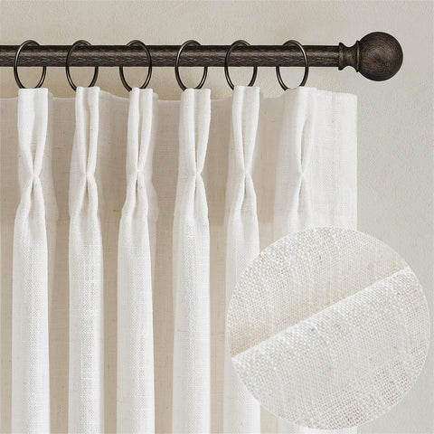 TWODRAPES natural pinch-pleated curtains 84in setup with structured folds