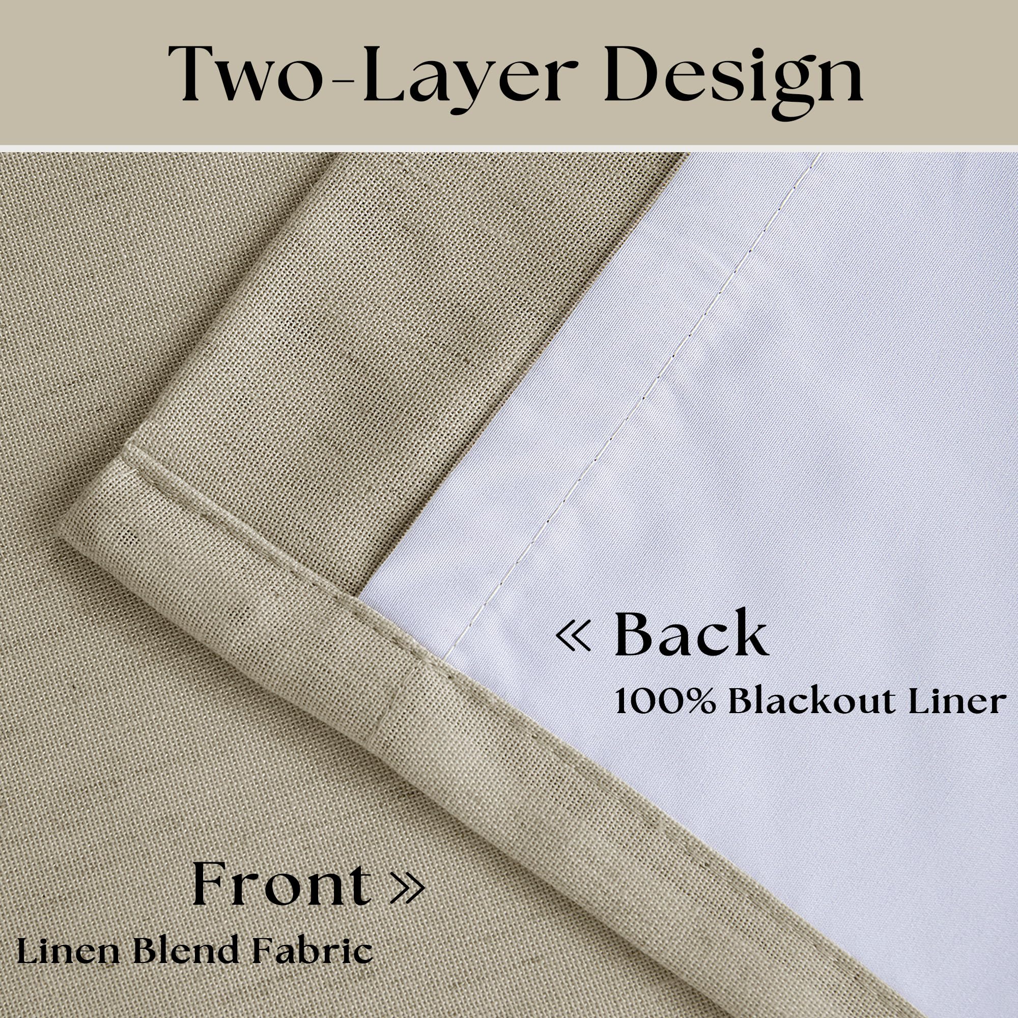 TWODRAPES neutral linen texture curtains enhance calm aesthetics and light control.