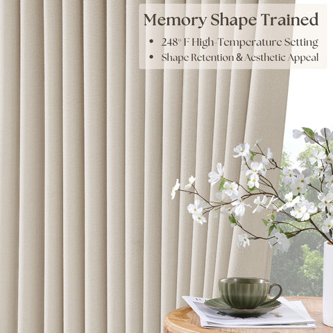 TWODRAPES Weighted bottom corners keep drapes straight.