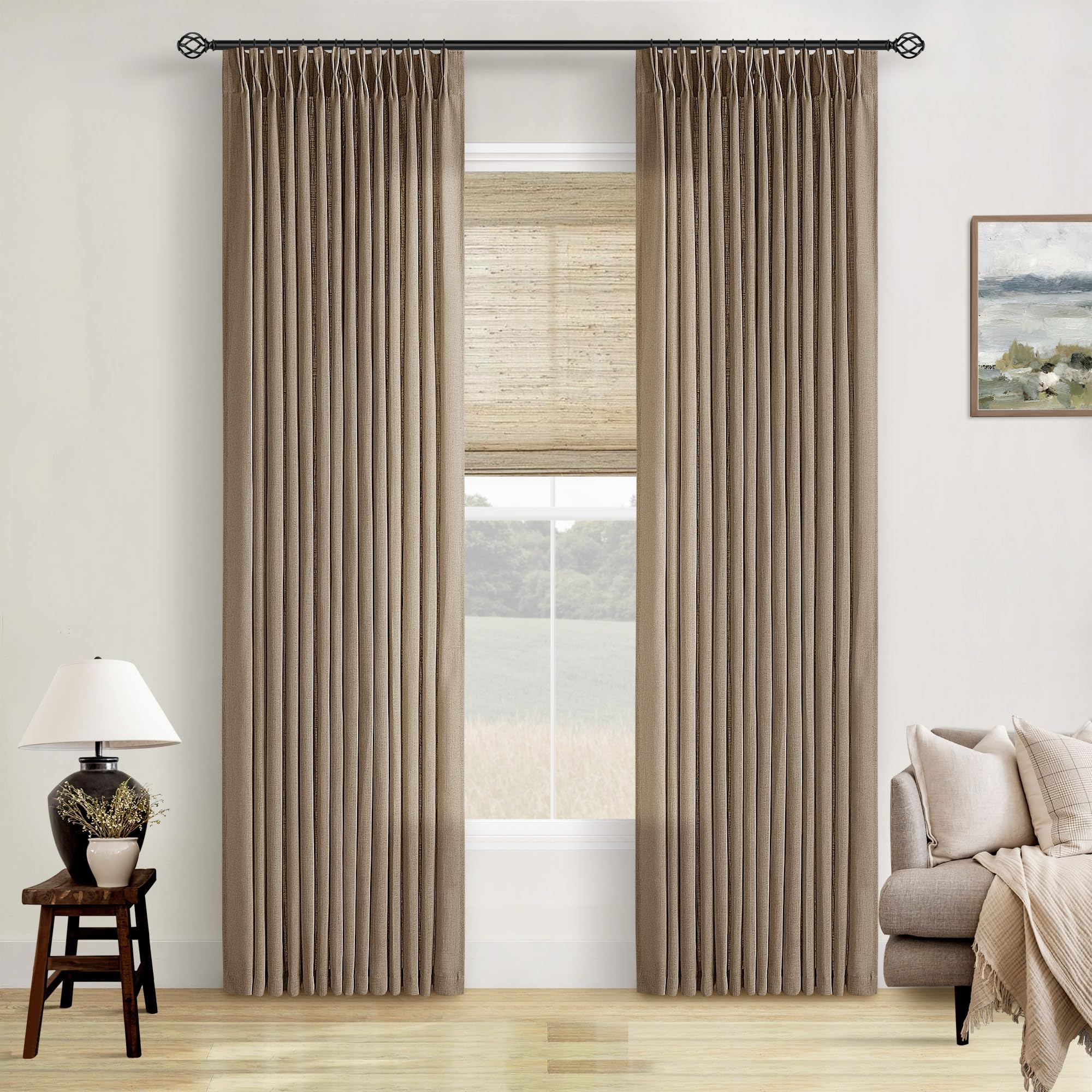 TWODRAPES pinch pleats linen curtains with two panels for elegant folds