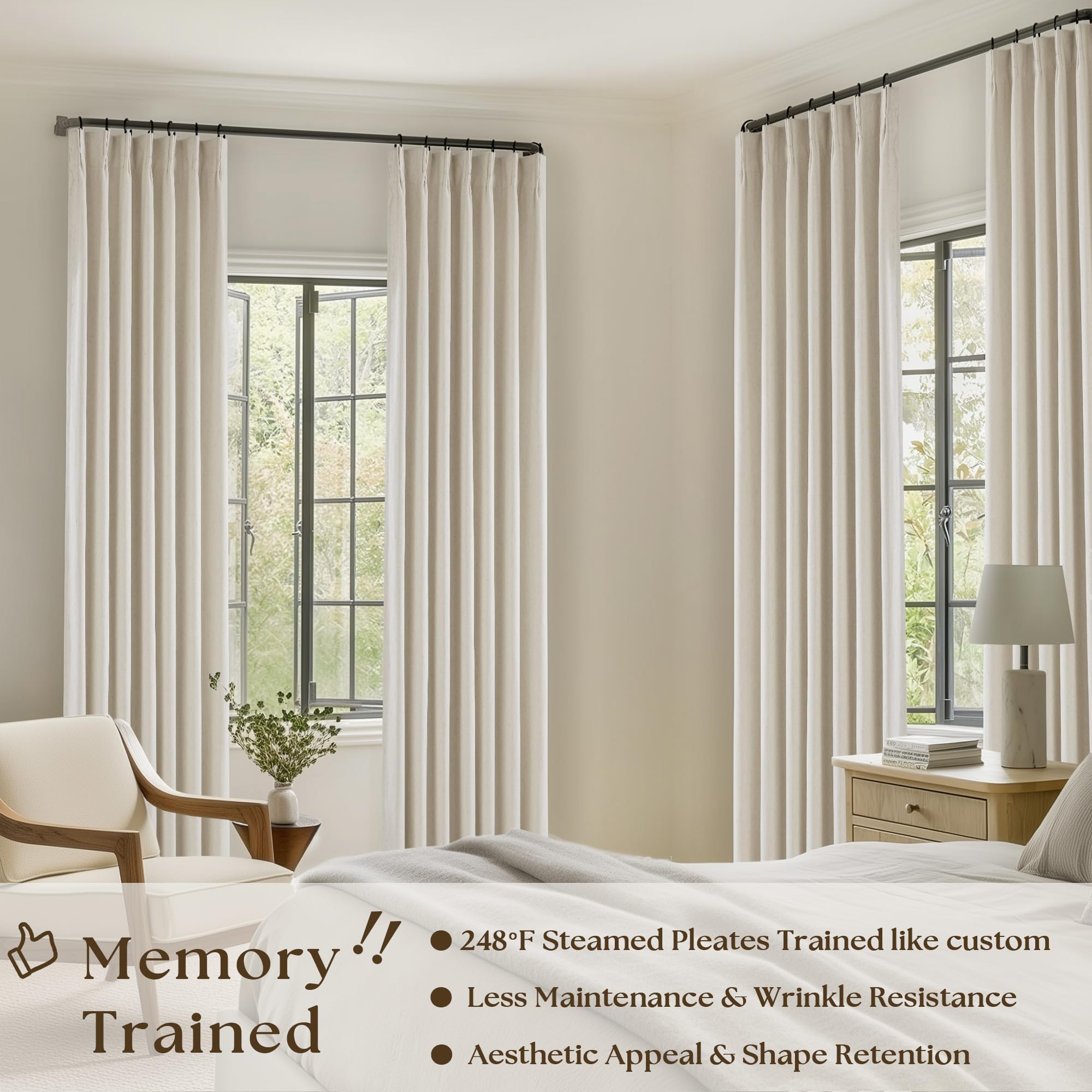 TWODRAPES closeup texture shows soft linen blend and premium drape quality.