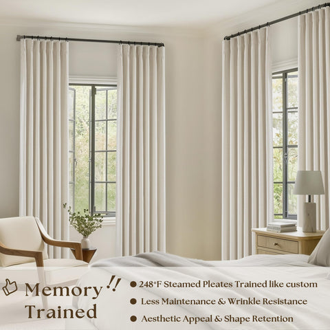 TWODRAPES closeup texture shows soft linen blend and premium drape quality.
