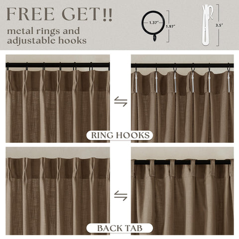 TWODRAPES rings and hooks hanging option creates a classic pleated effect.