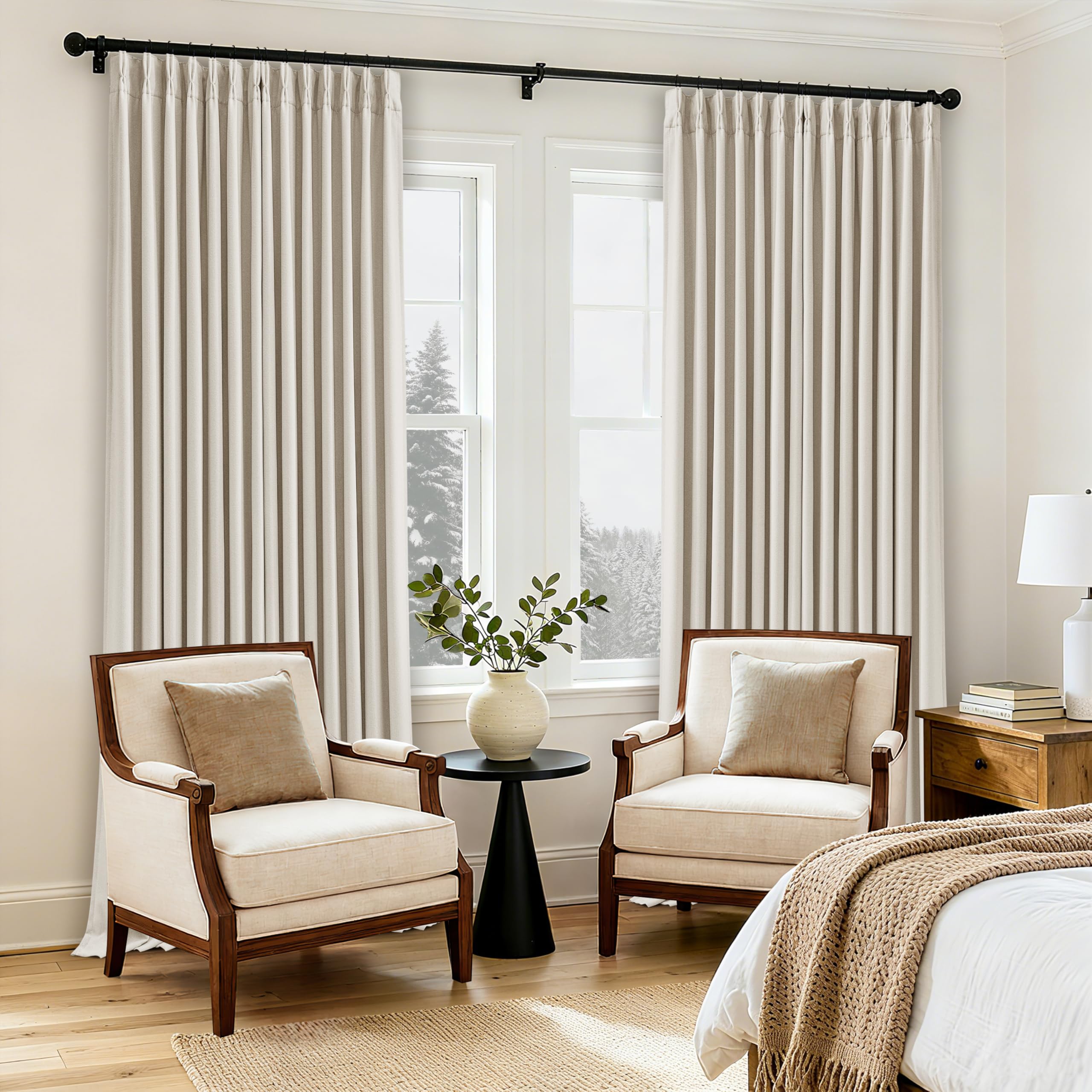 TWODRAPES easy-care fabric tolerates cold wash and low heat drying.