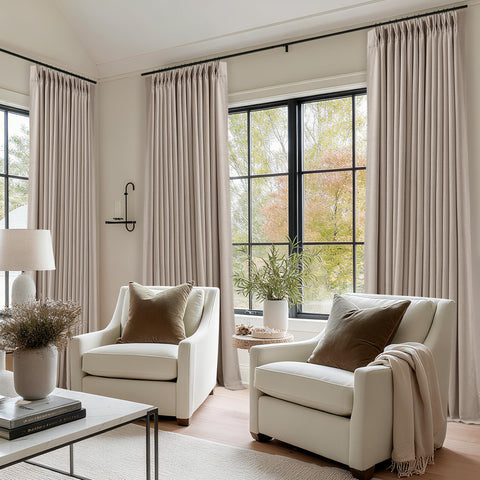 TWODRAPES weighted bottom corners help hang straight and tidy