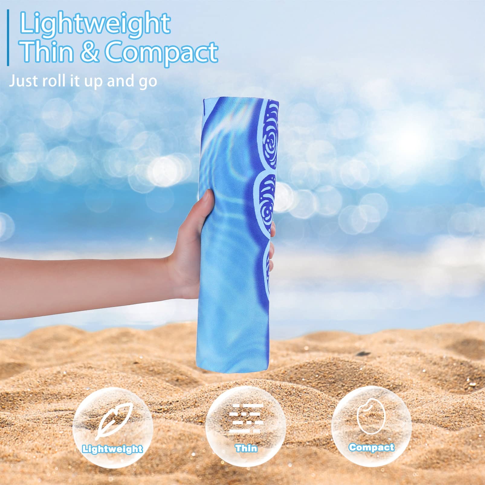 TwoYek towel folded to 8x6 inches, compact packing for trips