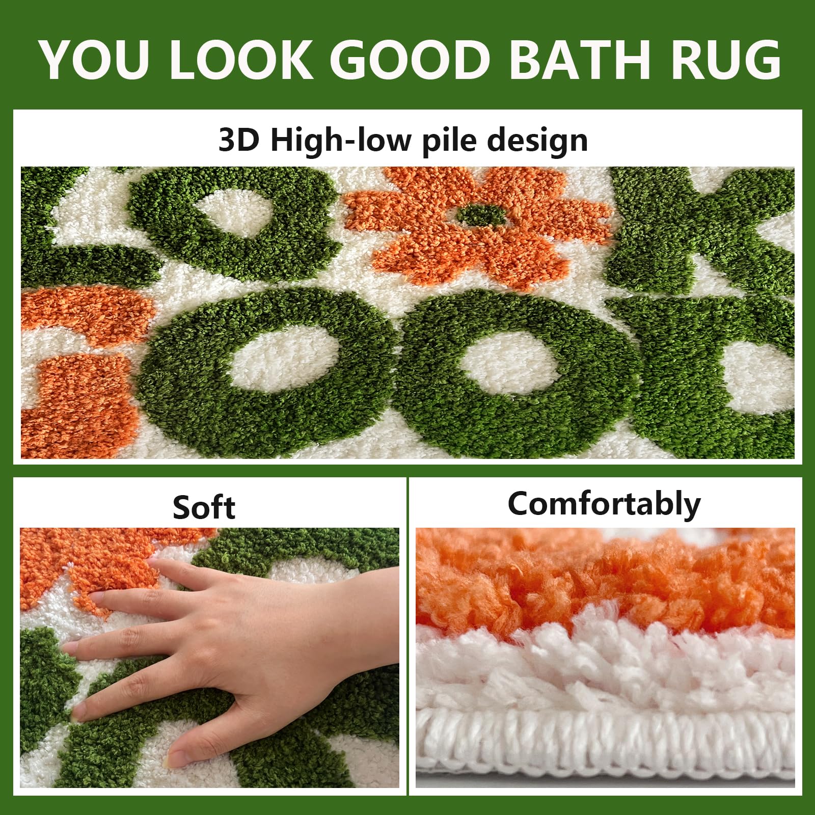 TWWDE AUG Plush bath rug adds versatile decor for bathroom and bedroom.