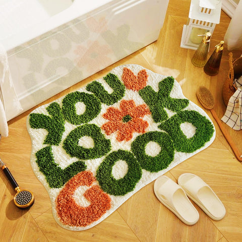 TWWDE AUG You Look Good bath mat, 21x25, plush microfiber for cozy feet.