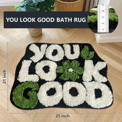 TWWDE AUG You Look Good bath rug non-slip base offers safer footing for family spaces.