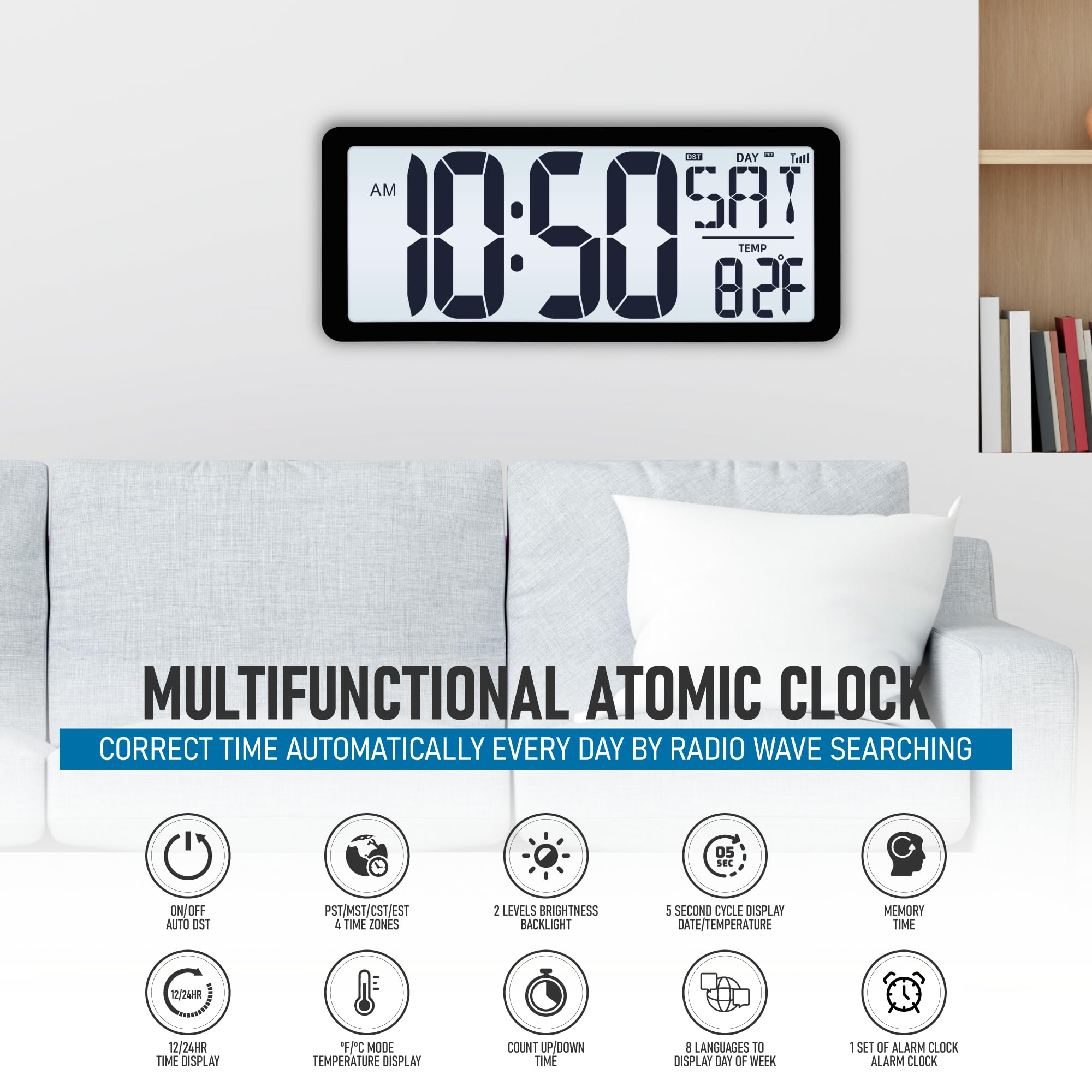 TXL Atomic Clock backlit display visible from any angle