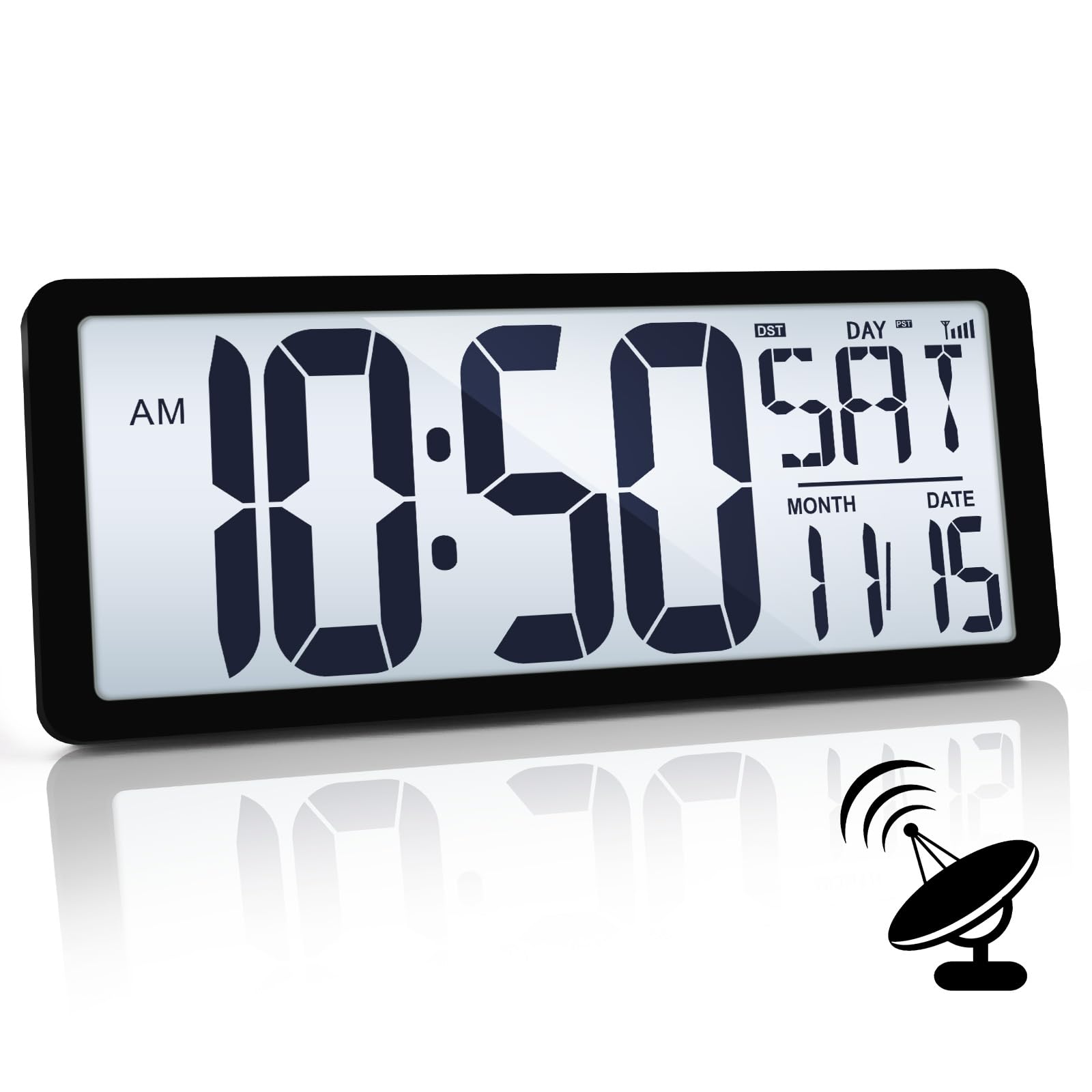 TXL Atomic Clock front view with backlight for easy time reading