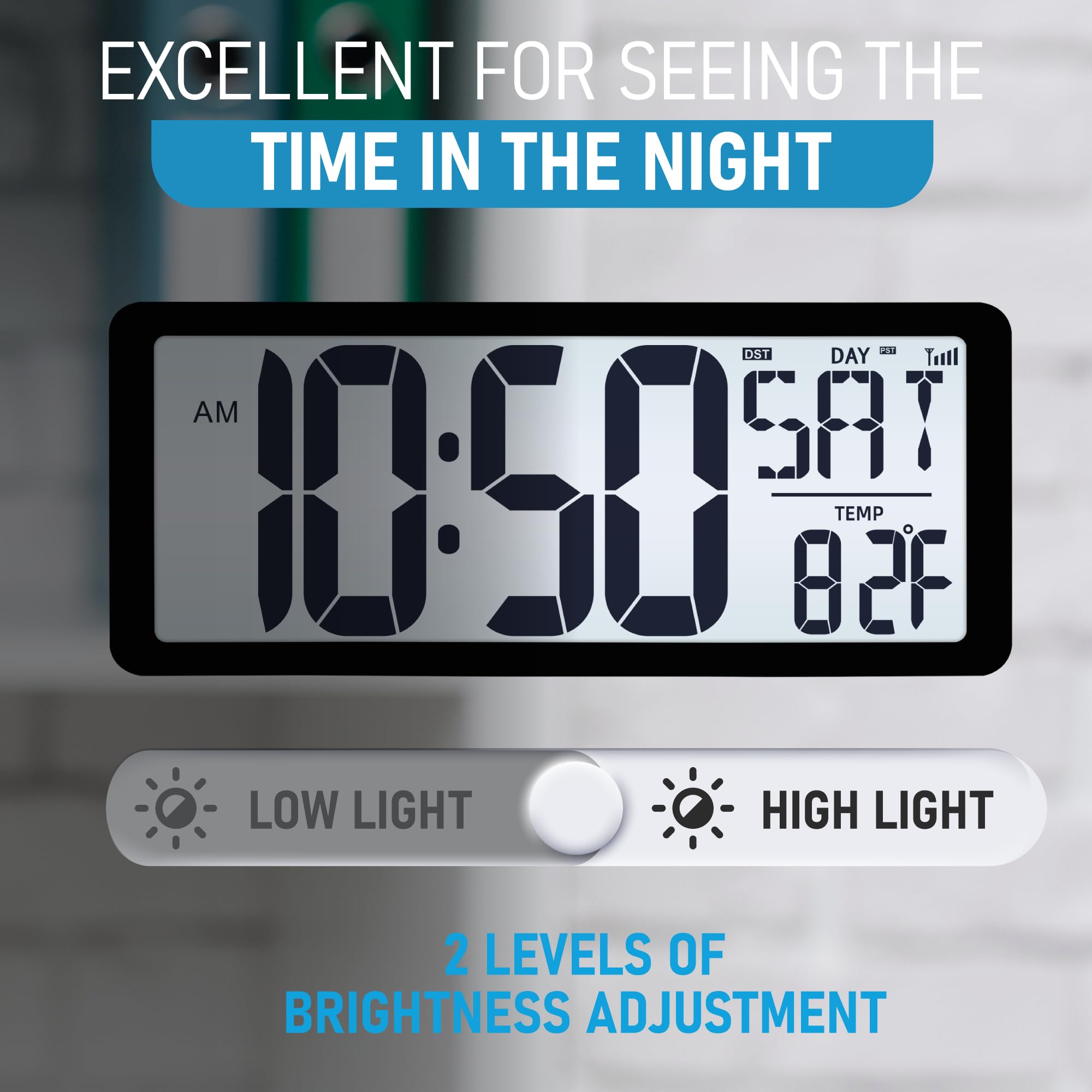TXL Atomic Clock temperature display helps monitor room conditions