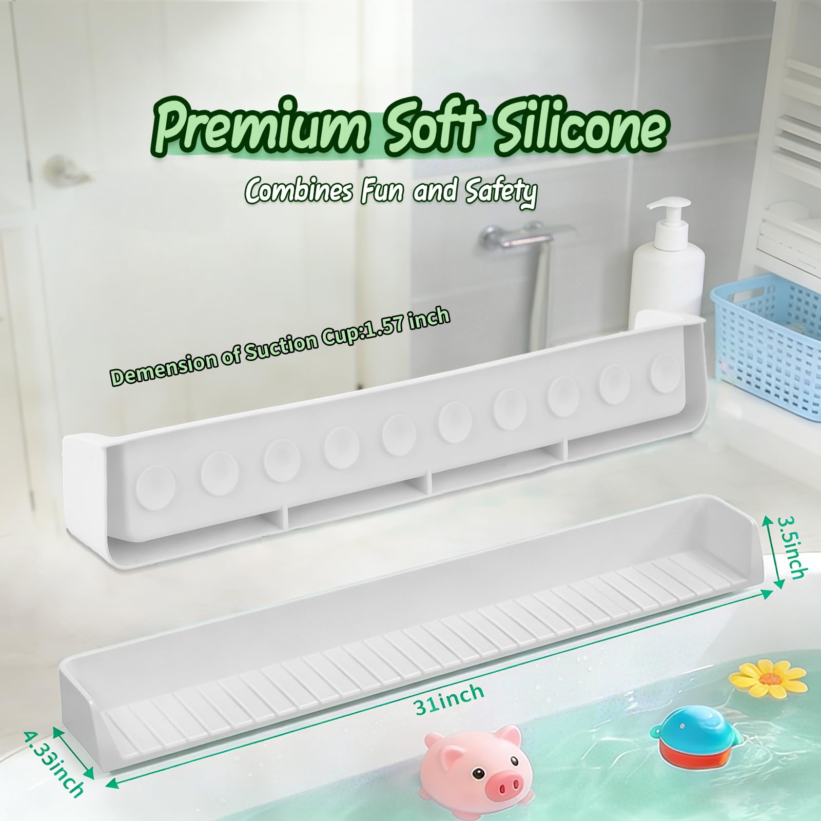 TYASDBA silicone bath toy holder keeps toys within reach.
