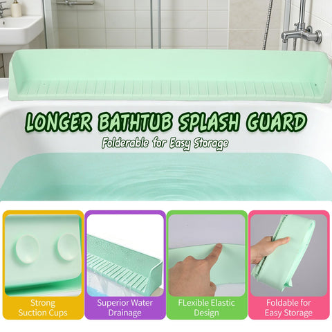 Guard extends beyond tub edge creating extra space for bath toys.
