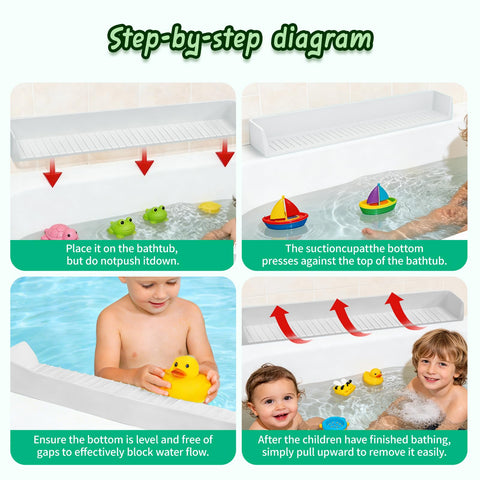 TYASDBA kid-friendly-bath-shelf keeps bath items neatly organized.