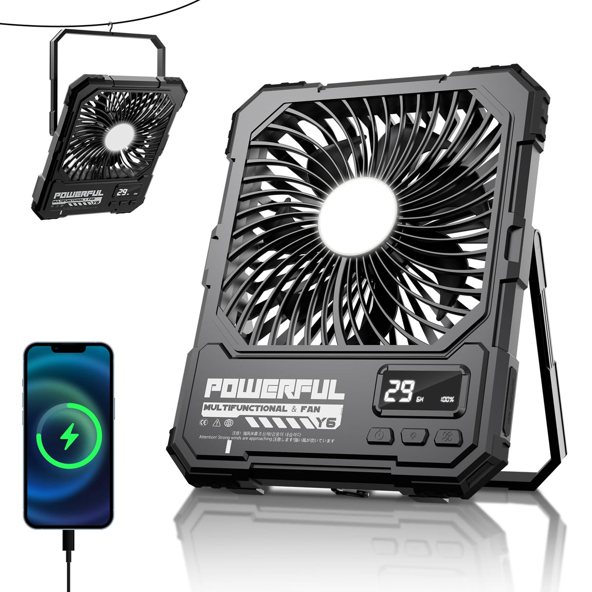 TYJONX portable travel fan with 20000mAh battery delivering all-day cooling for trips