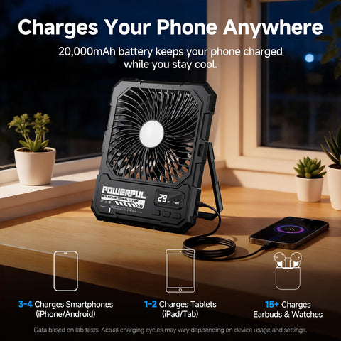 TYJONX fan ready for cruise, tent, or travel adventures