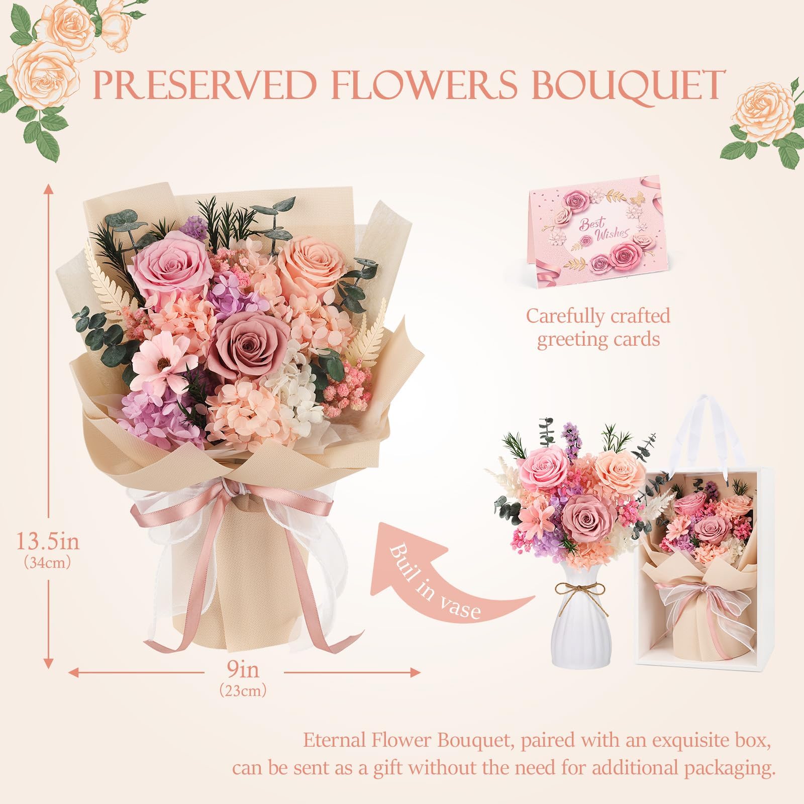 TYL&TYS Forever roses in vase demonstrate low-maintenance elegance