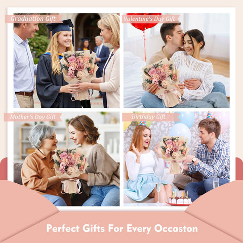 TYL&TYS pink bouquet includes gift card for personal notes