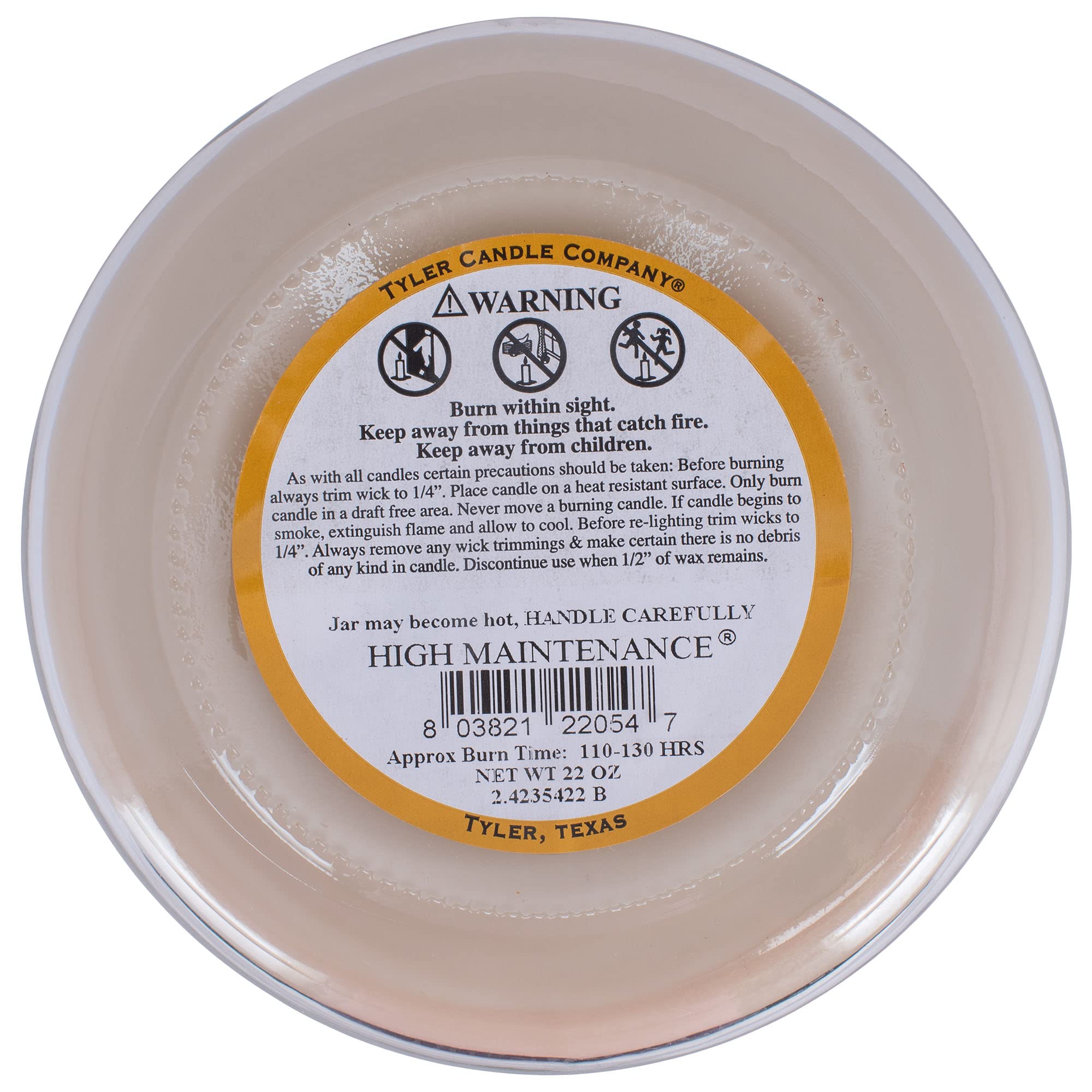 Tyler Candle High Maintenance Hand-Poured Texas showcases craftsmanship and quality.