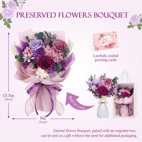 TYL&TYS Forever Rose bouquet featuring gypsophila for delicate texture.
