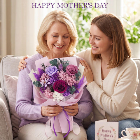 TYL&TYS Forever Rose bouquet displayed in a white vase for modern decor.