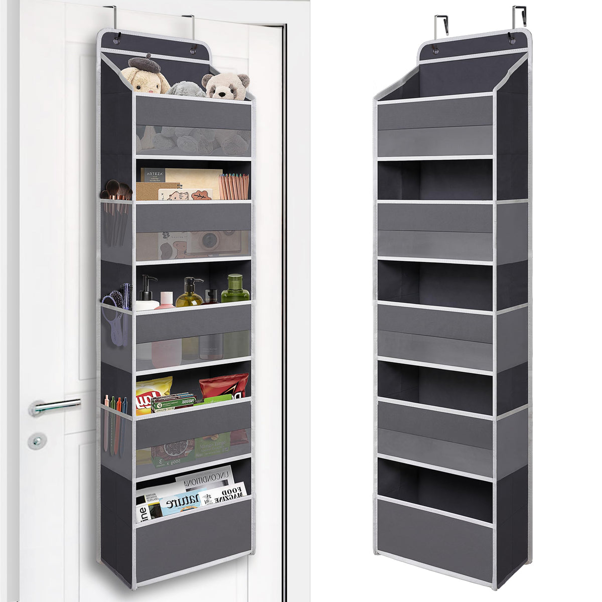 TYMENSH Over Door Organizer front view with five large pockets for easy item access.