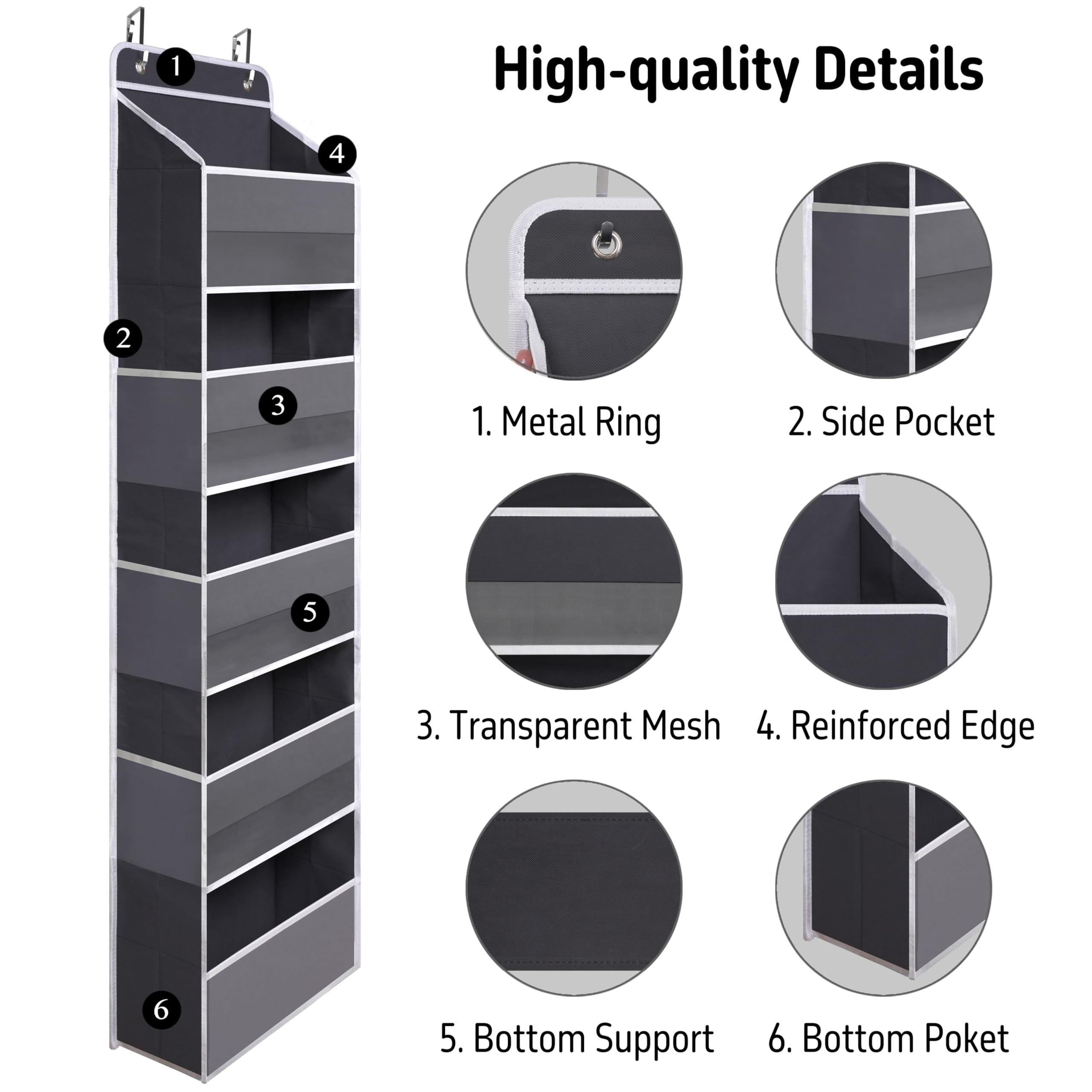 TYMENSH organizer mounted on a door demonstrating tool-free installation.
