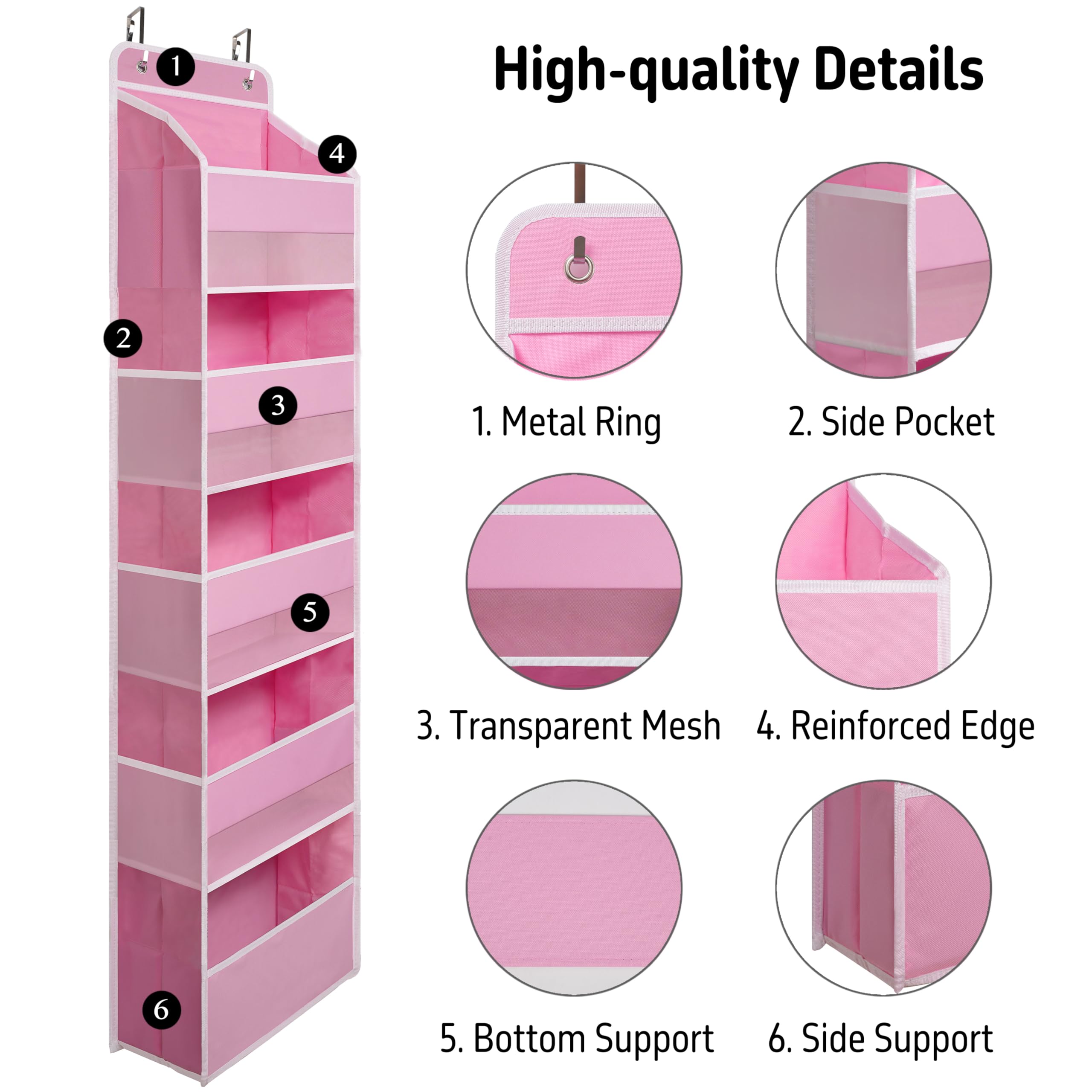 TYMENSH pink door organizer installs tool-free without drilling.