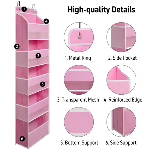 TYMENSH pink door organizer installs tool-free without drilling.