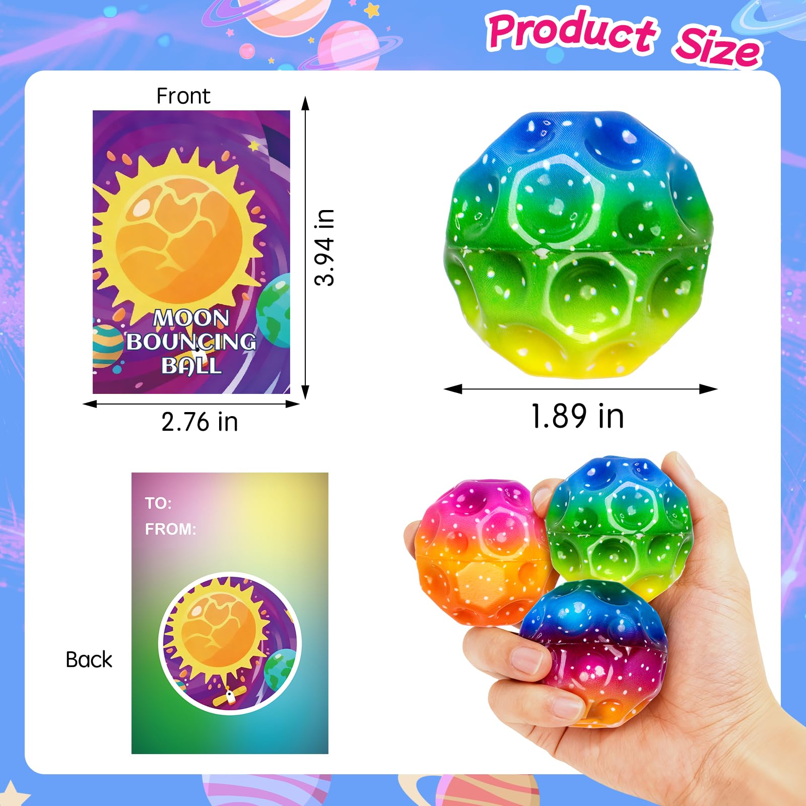 Tymokcall moon bouncy ball with greeting cards enhances gift-giving and party moments