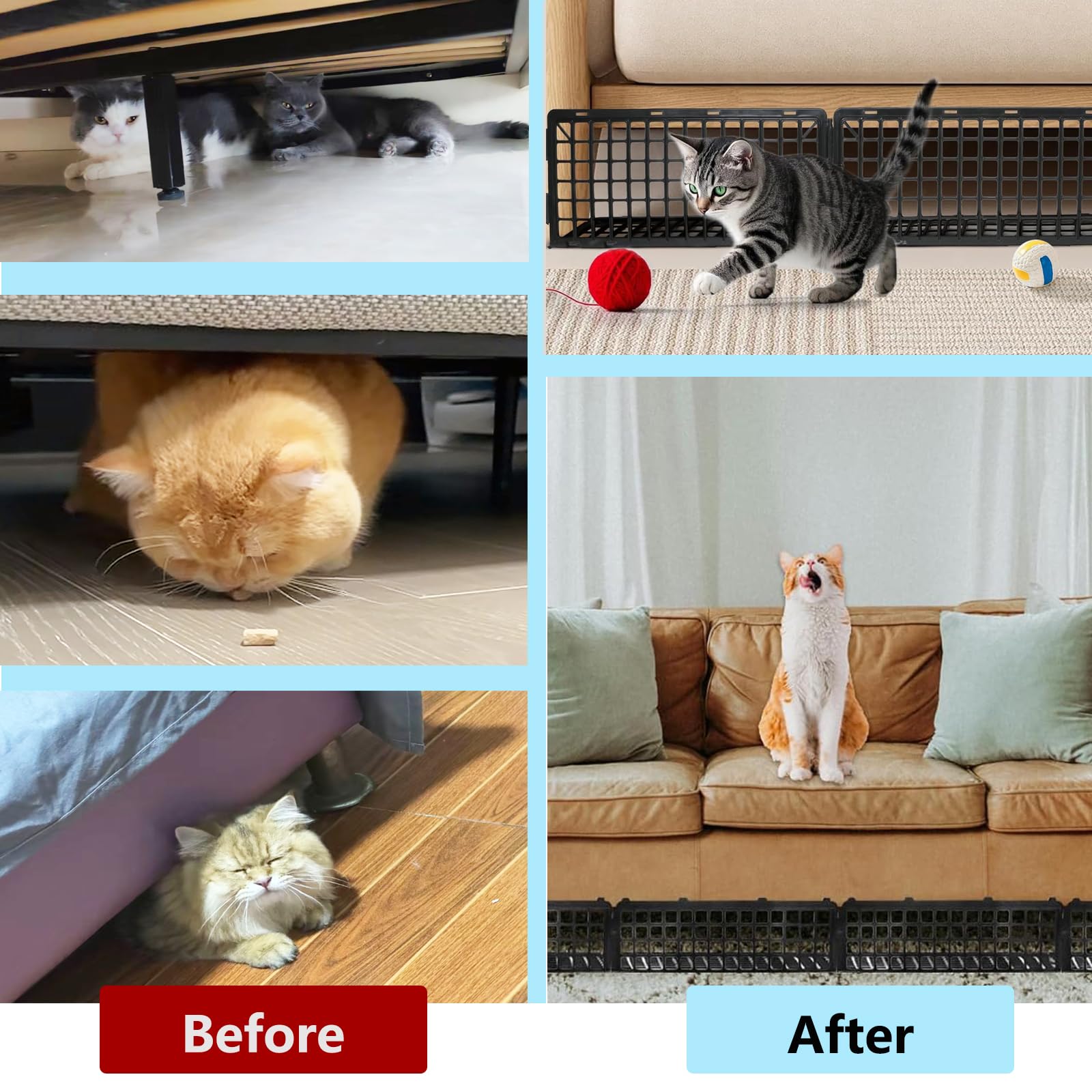 Typlhom under-couch blocker length-adjustable design fits sofas with varying base heights.