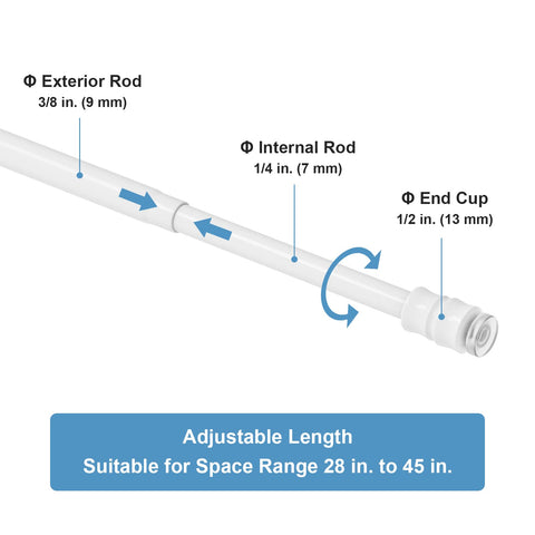 TYRON 3-8in diameter end-cap tension rod provides slim support.