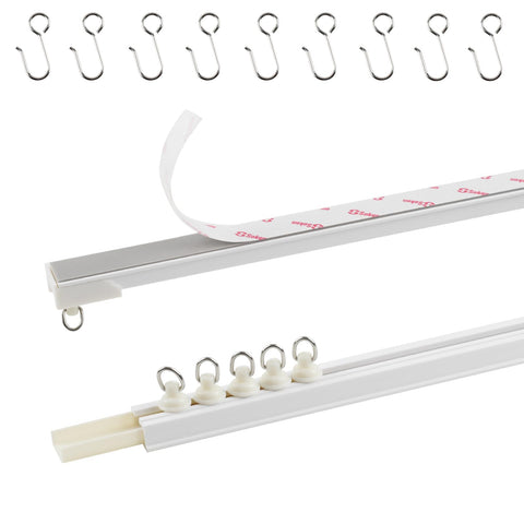 TYRON adhesive curtain track installed on ceiling for damage-free setup.