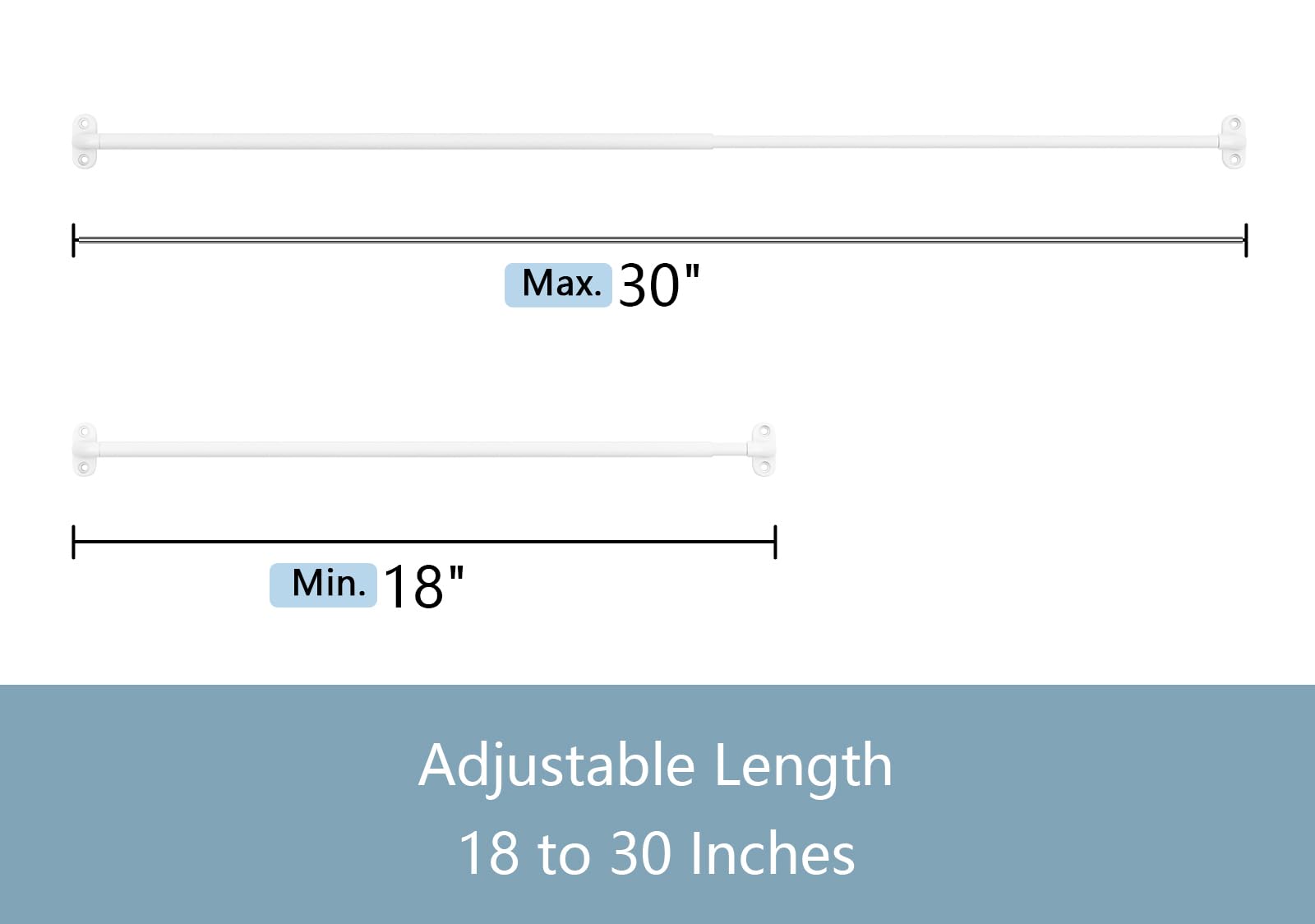 TYRON adjustable 18-30in curtain rod shows length flexibility for openings
