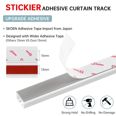 TYRON Japanese adhesive tape 15mm wide provides strong curtain hold.