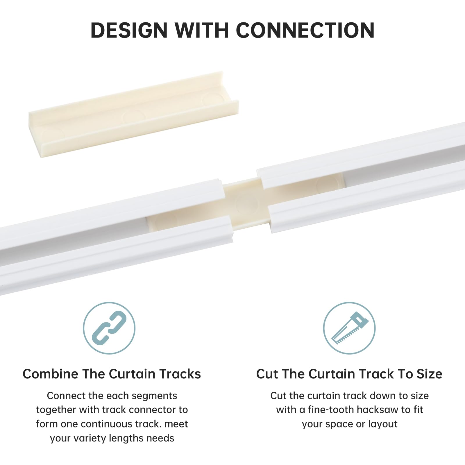 TYRON track rollers and hooks enable smooth curtain operation.