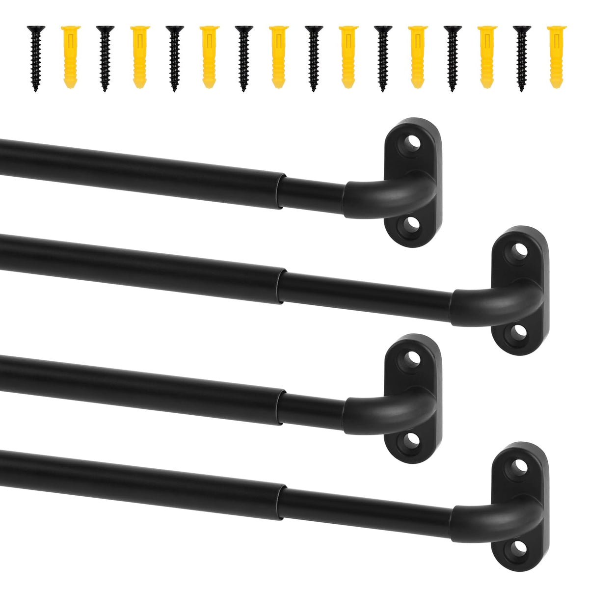 TYRON TYRON screw sash curtain rod 18-30in, black finish, adjustable for small windows.