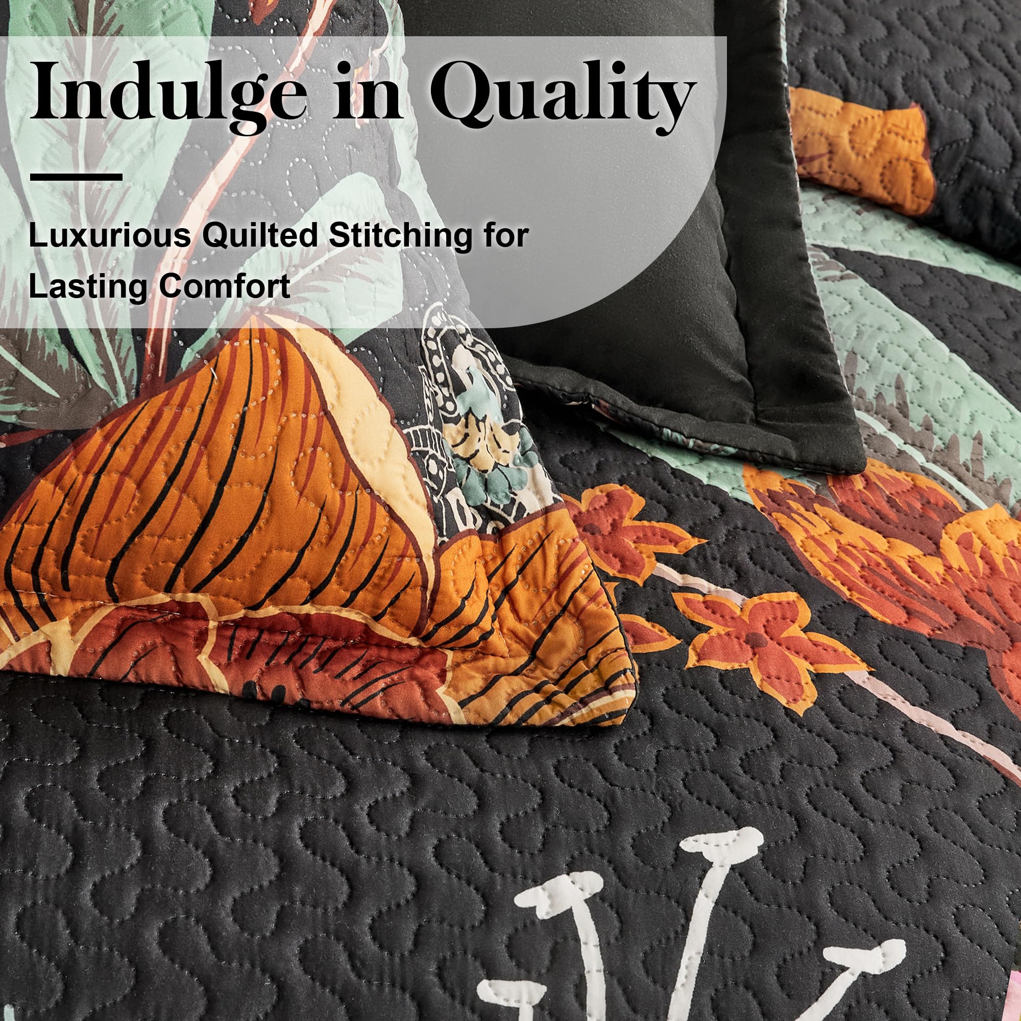 All-season Tyrot quilt with botanical design for versatile styling