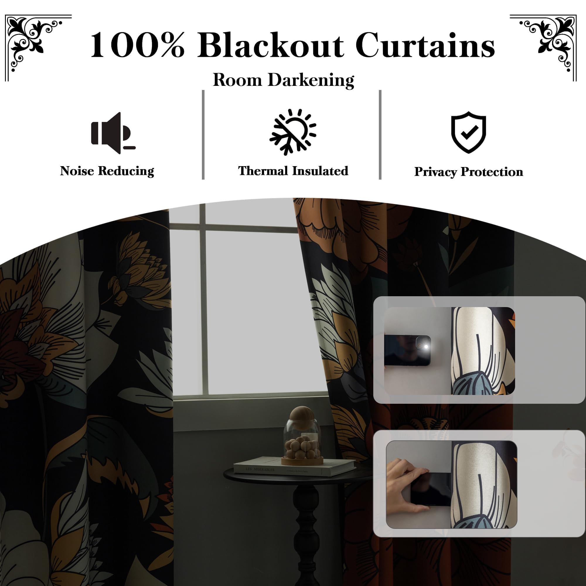 Tyrot floral curtains enhance living room ambience with color